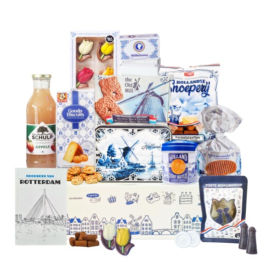 Cadeaupakket -  Holland nr 15 - Pakket met boek "Kookboek van Rotterdam" en diverse Hollandse lekkernijen