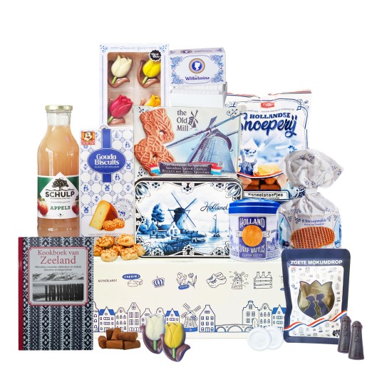 Cadeaupakket -  Holland nr 16 - Pakket met boek "Kookboek van Zeeland" en diverse Hollandse lekkernijen