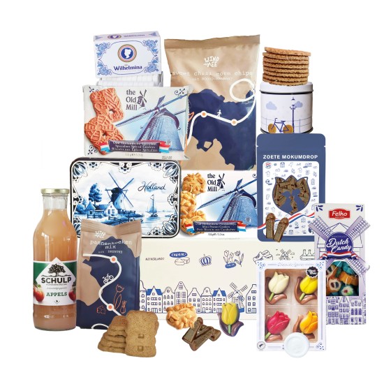 Cadeaupakket -  Holland nr 8 - Pakket met diverse Hollandse lekkernijen en cadeautjes